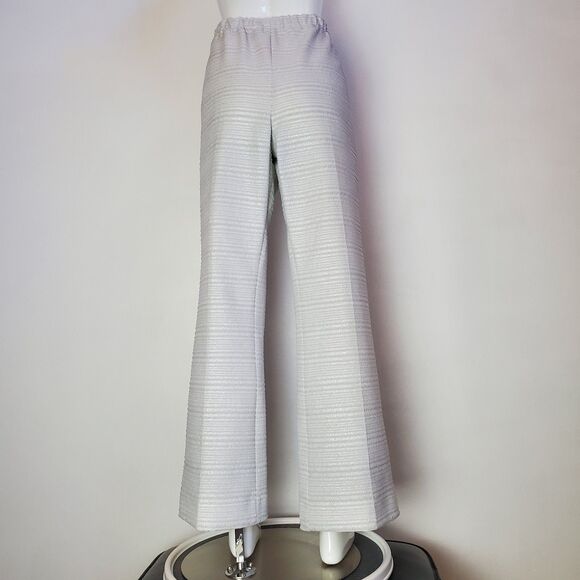 Vintage 60s Silver Gray Flared Trousers - Picture 4 of 8